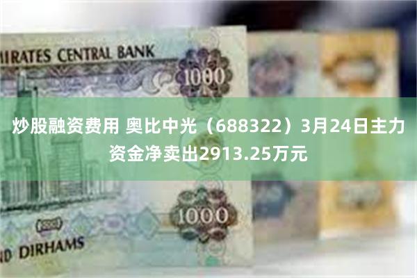 炒股融资费用 奥比中光(688322)3月24日主力资金净卖出2913.25万元